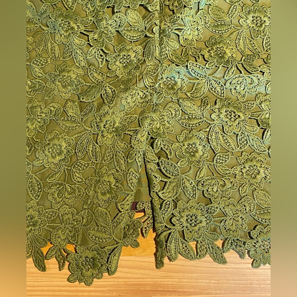 Ann Taylor Green Floral Lace Pencil Skirt - Picture 4 of 8